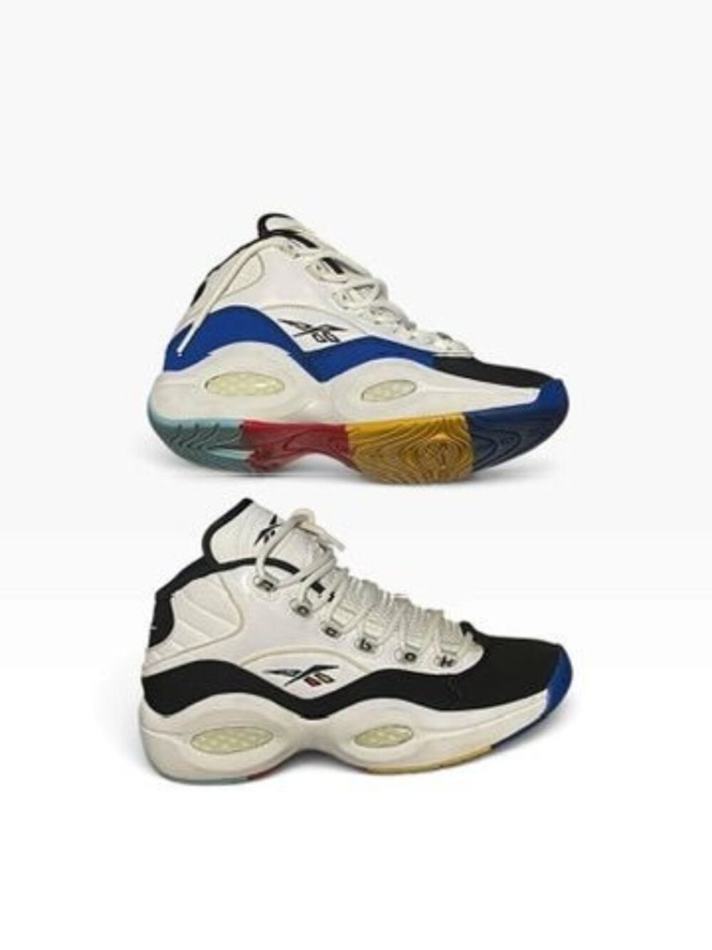 Reebok Question Mid Allen Iverson White Black Multicolor Sole Mens Size 8